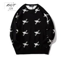 ^#Cheap RLJT.JIN Winter High quality shark pattern casual sweater men Pullovers for tough guys Simple style sweater collar long sleeve ^#Cheap RLJT.JIN Winter High quality shark pattern casual sweater men Pullovers for tough guys Simple style sweater collar long sleeve