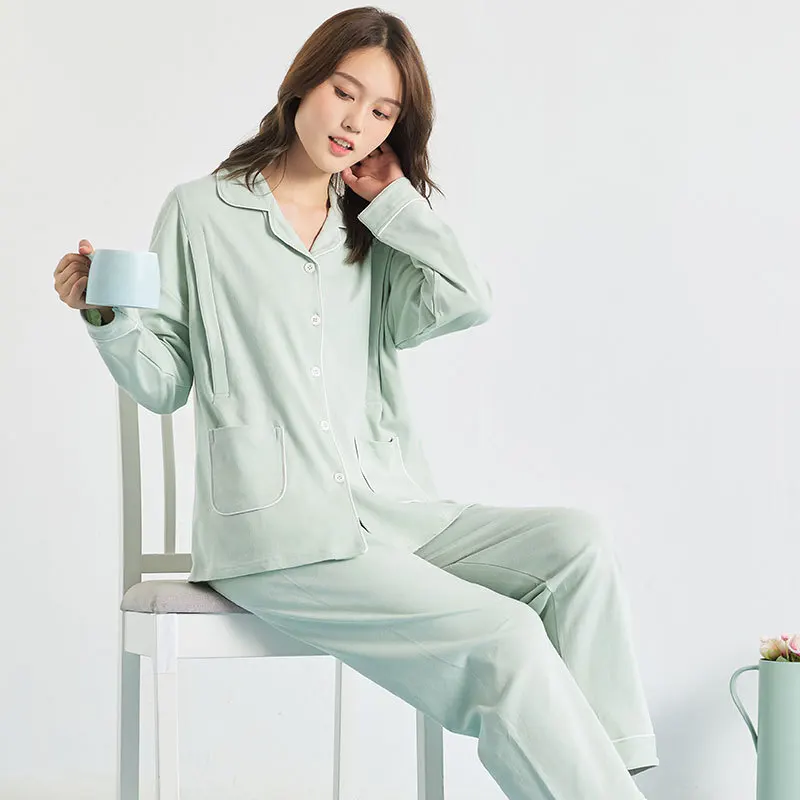 Spring Cotton Night Wear Maternity Nighties Nursing Clothes Sleepwear Breastfeeding Nightwear Pajamas Pregnancy - Image 3