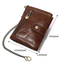 

New Men's Genuine Leather Wallet Buckle Retro Zipper Coin Purse Leather RFID Anti-theft Brush Wallet Business Card Holder Bag