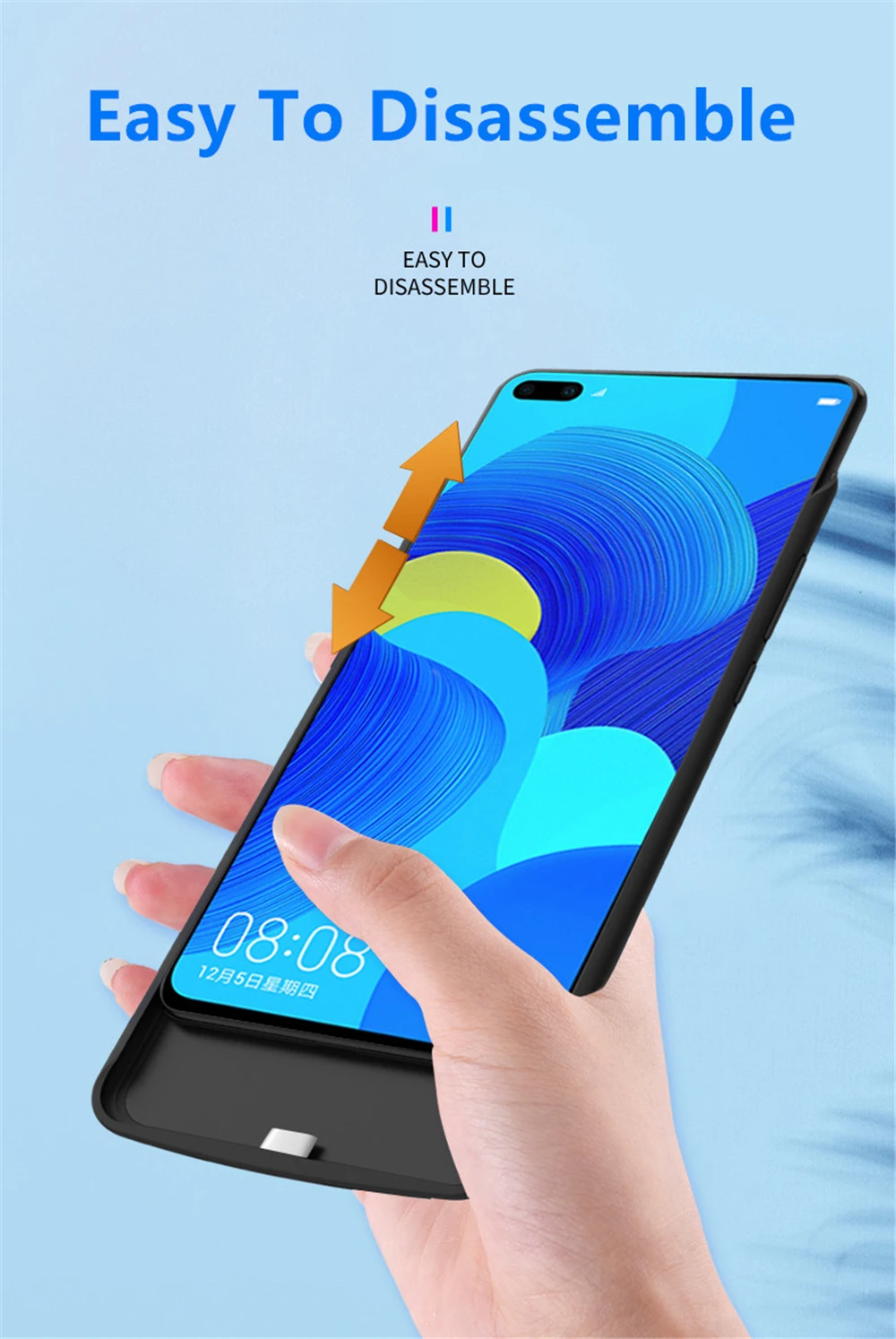 6500 мА/ч чехол для зарядного устройства для huawei Nova 6 Чехол для резервного аккумулятора чехол для зарядного устройства для huawei Nova 6 Чехол для зарядки s