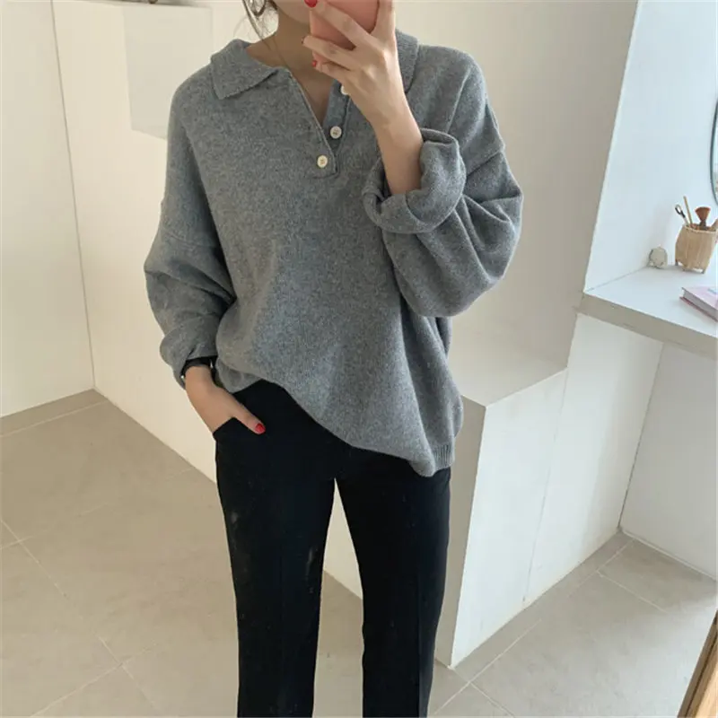 

Alien Kitty Winter Autumn Brief Loose Casual Elegant Solid Pullovers Girls Office Ladies High Street Wool Knitted Sweater Tops