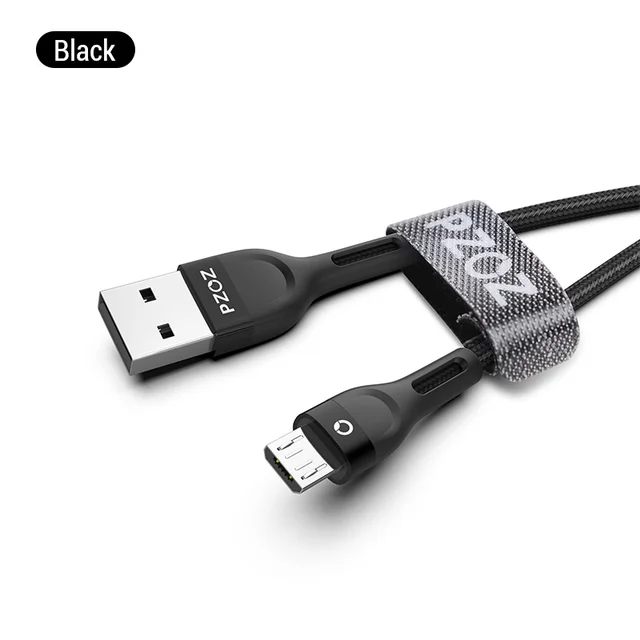 PZOZ Micro USB Cable Fast Charging 3A Microusb Cord For Samsung S7 Xiaomi Redmi Note 5 Pro Android Phone cable Micro usb charger Black