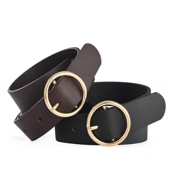 

Ashion Classic Round Buckle Ladies 2.4/3.2cm Belt Women's 2020 Design High Quality Female Casual Leather Belts for Jeans Kemer