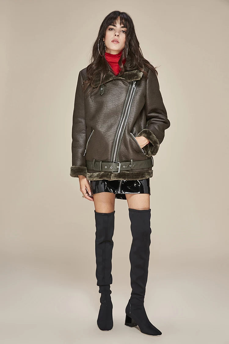 Новая осенне-зимняя модная уличная Женская куртка из искусственной кожи Повседневная теплая куртка на молнии Верхняя одежда с искусственным мехом
