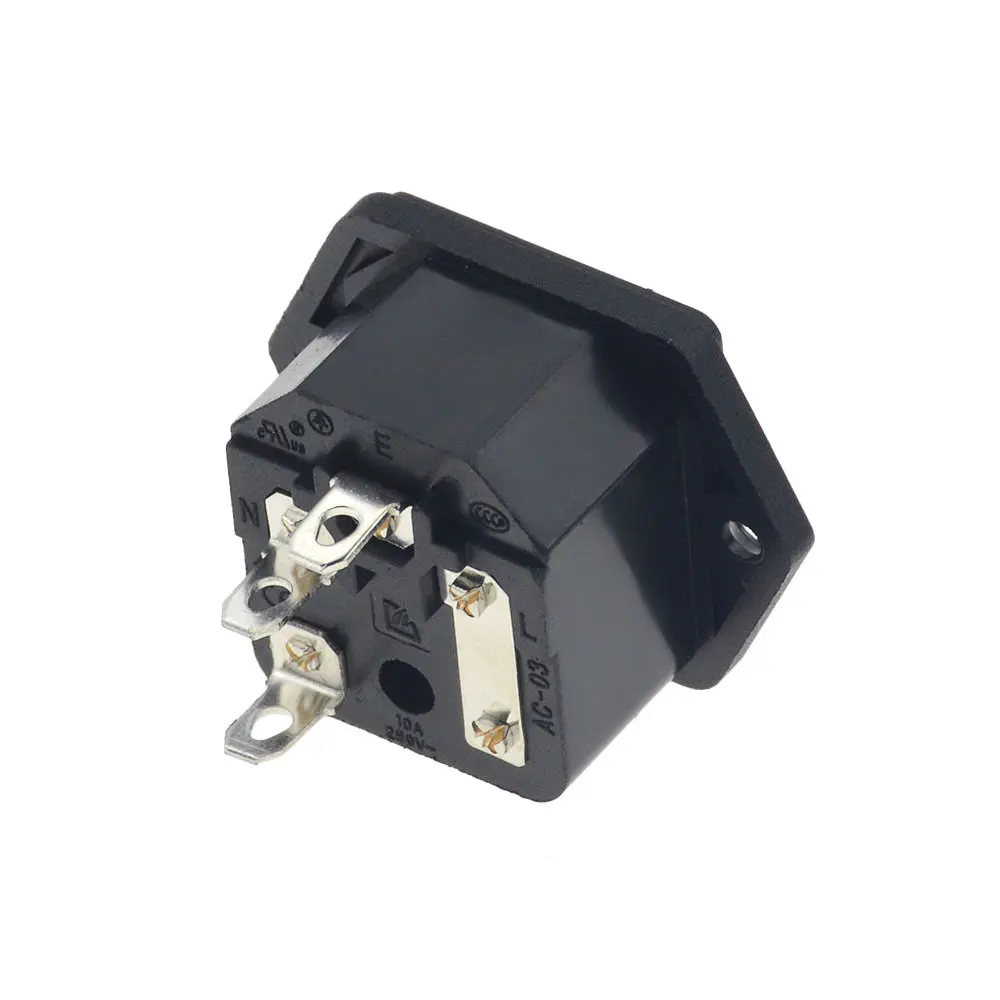 1 шт. AC 250 В 10A панельный 3 Pin IEC 60320 C14 на входе штекер питания с держателем предохранителя
