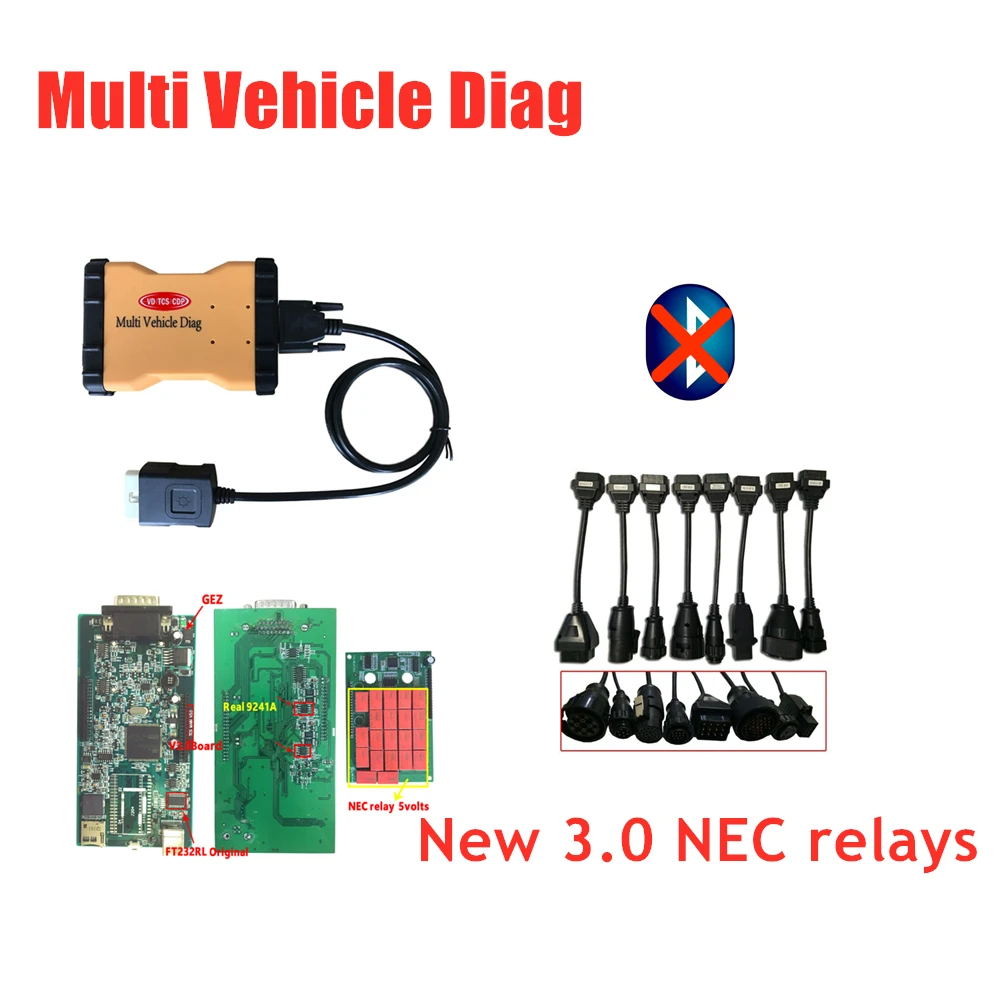 MVD новая модель TCS C-D-P. R0/2015r3 keygen vci obd сканер для автомобилей грузовик OBD2 Диагностический Инструмент+ 8 грузовых кабелей - Цвет: without bluetooth