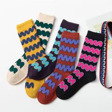 5 пар носков в японском стиле, Женские Дышащие носки с круглым вырезом, модные хлопковые длинные носки, носки для скейтборда для девочек