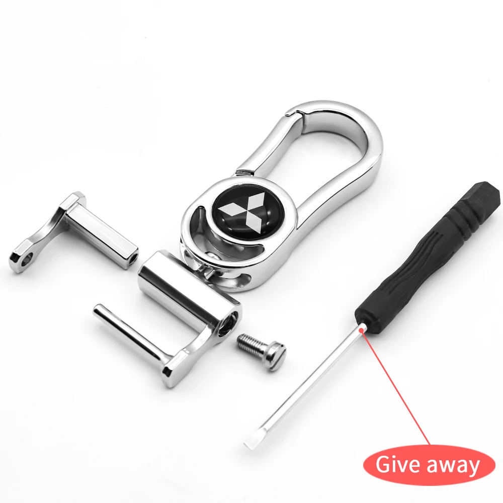 

Car metal keychain 360Â°rotating car logo key shell with anti-lost design suitable Mitsubishi- Pajero SAX Outlander LANCER Colt