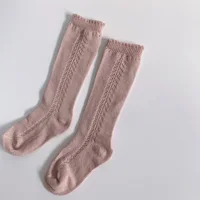 Baby Socks Knee High Long Infant Cotton Linen Sock Hollow Girls Boy Spring Summer Leg Warmer Children Princess Kids Sockken 4