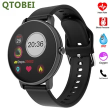 Full Touch Smart Watch Men Women Waterproof Smartwatch Heart Rate Blood Pressure Oxygen Tracker Sport Round 1.3'' Screen Watch