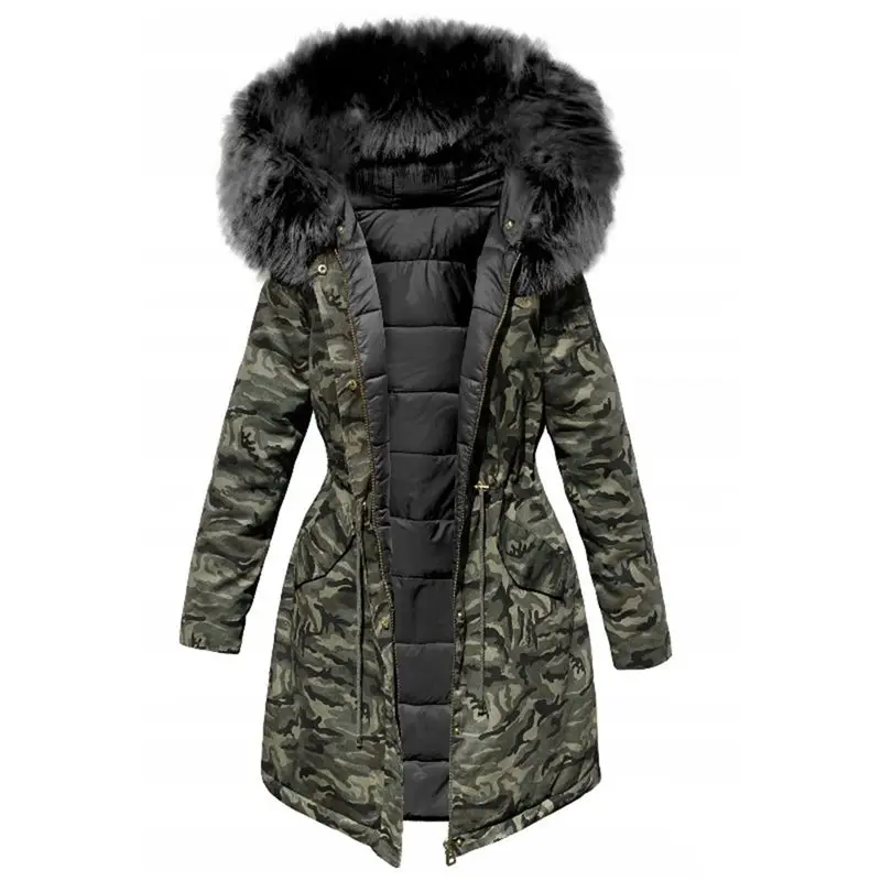 NEWDISCVRY зимние Для женщин зимняя куртка с капюшоном, зимнее пальто, парка Для женщин Свободные парка меховой воротник, куртки с хлопковой подкладкой