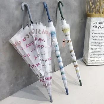 

Nice Day Student Totes Straight Long Hook Handle POE Matte Plastic Umbrella Premium Quality Youth Lady Waterproof Photo Umbrella