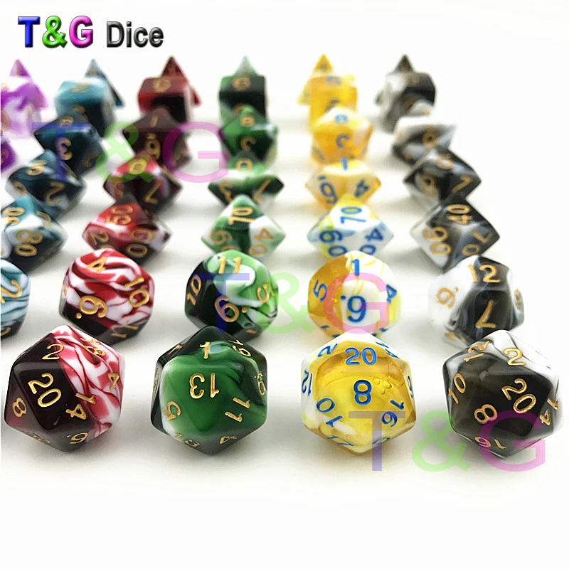 Transparent Yellow & White Color Dice D4 D20 For dnd RPG Playing Game toy|colored dice|dice colorwhite dice |