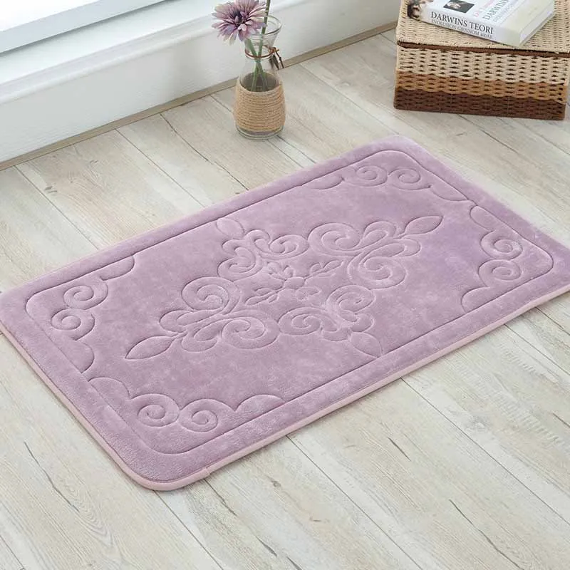 Anti-slip Anti-fatigue Bathroom Kitchen Floor Mat Entrance Doormat Washable Balcony Area Rug Living Room Bedroom Carpets - Цвет: purple flower