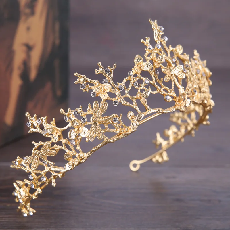 Vintage Wedding Crown Butterfly Rhinestone Crystal Crown Bridal Wedding Hair Accessories Princess Headdress Handmade Gifts jewelry accessories,hair accessory,hair headdress,bridal headwear,hair band crown