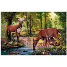 5d diy pintura diamante animal ponto cruz kit adesivo de parede punctura bordado decoração para casa padrão veados(China)