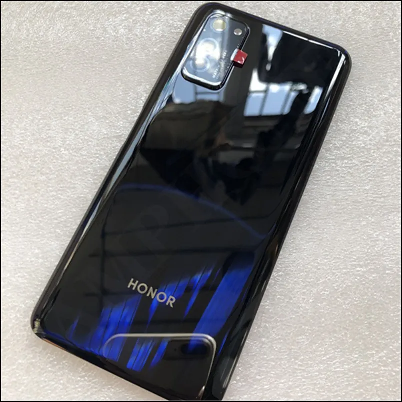 Black 3D закаленное стекло задняя крышка для huawei Honor V30 запасные части Задняя крышка батареи корпус+ крышка вспышки+ объектив камеры - Color: Black