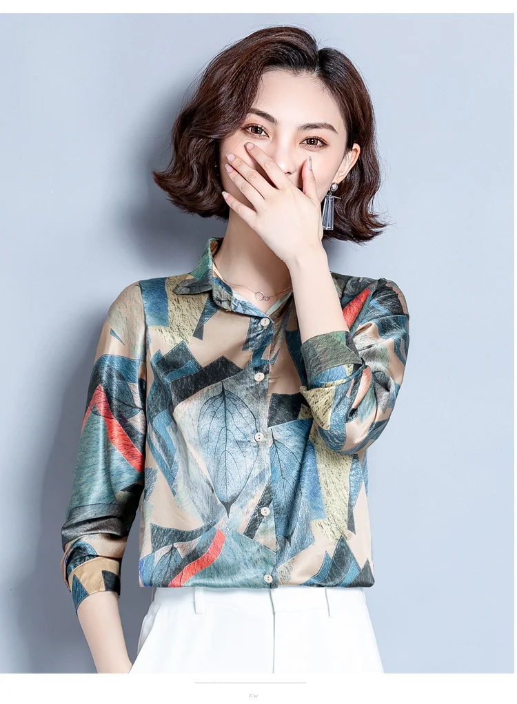 Blusas Feminias Женские топы и блузки Топы с длинным рукавом шифоновая блузка OL рубашки корейский топ на пуговицах с цветочным принтом 7921 50