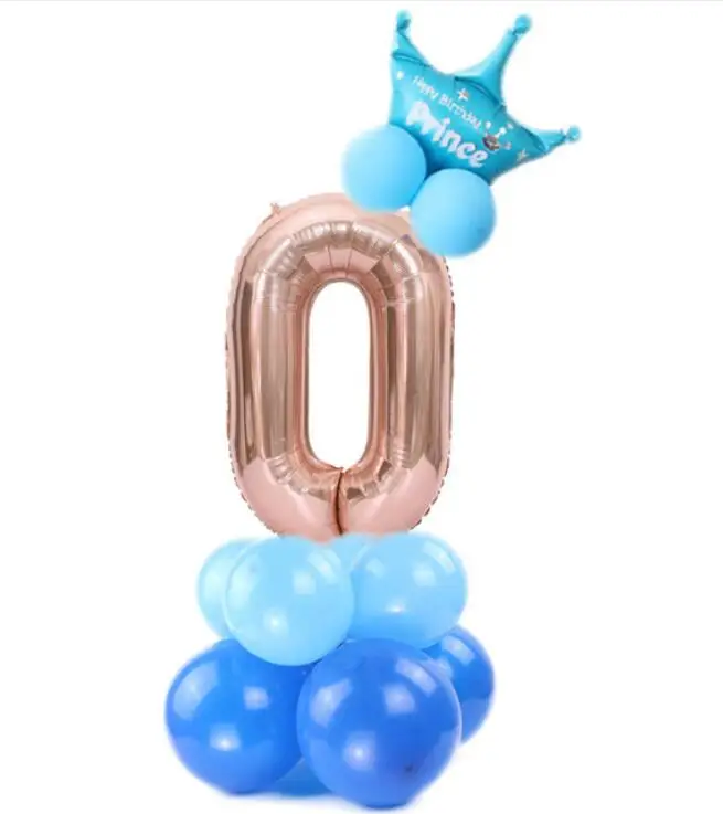 Rose gold blue 0 1 комплект 32 дюймов розовое золото номер воздушный шарик из фольги в форме цифры баллоны с гелием День рождения Свадьба Декор воздушные шары для праздника вечерние поставки - Цвет: Rose gold blue 0