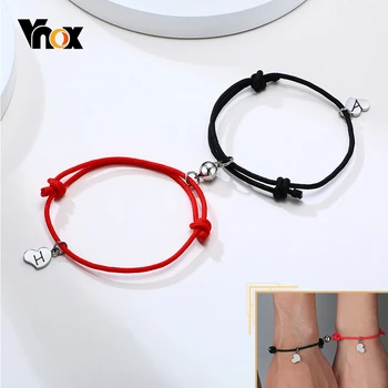 

Vnox Personalized Engrave Attract Couples Bracelets for Women Men Red Black Rope Chain Long-distance Custom Love Gifts Jewelry