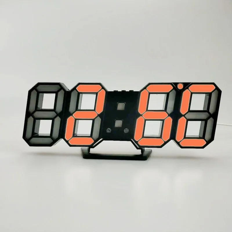 3D светодиодный настенные часы современный дизайн цифровые настольные часы будильник ночник Saat reloj de pared часы для дома гостиной украшения - Цвет: Orange  B