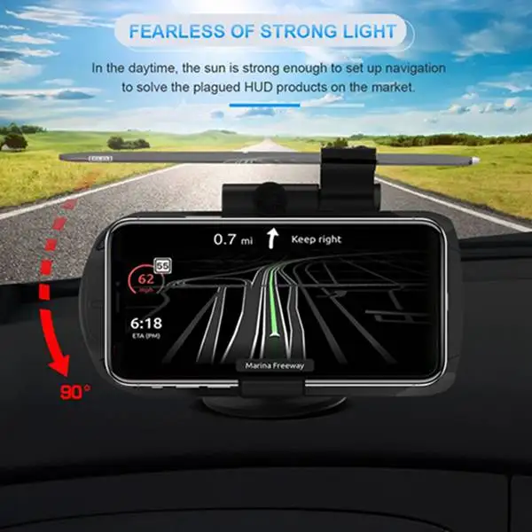 Qi Car Hud Head Up Display Navigation Holder With Wireless Charger Pad For Mobile Phone