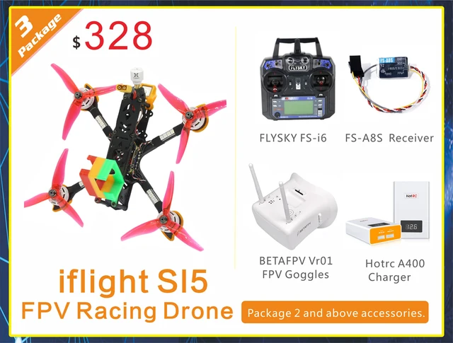 iFlight SL5 Skystars F405 KM50A Caddx F2 RushTank 800mW GPS RTF Flysky + FPV Goggles + Charger