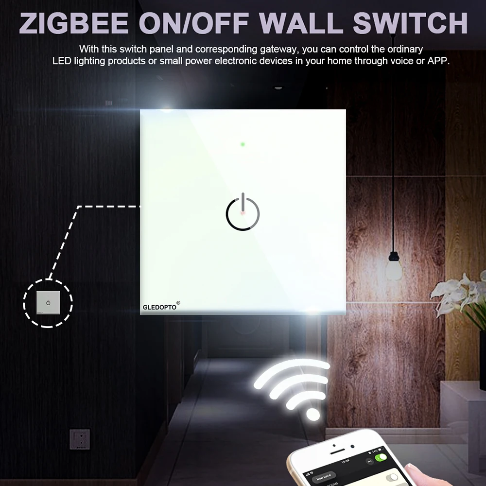 

ZigBee switch smart light control Wireless wall remote smart home led ON/OFF work with amazon echo plus gateway Free shipping