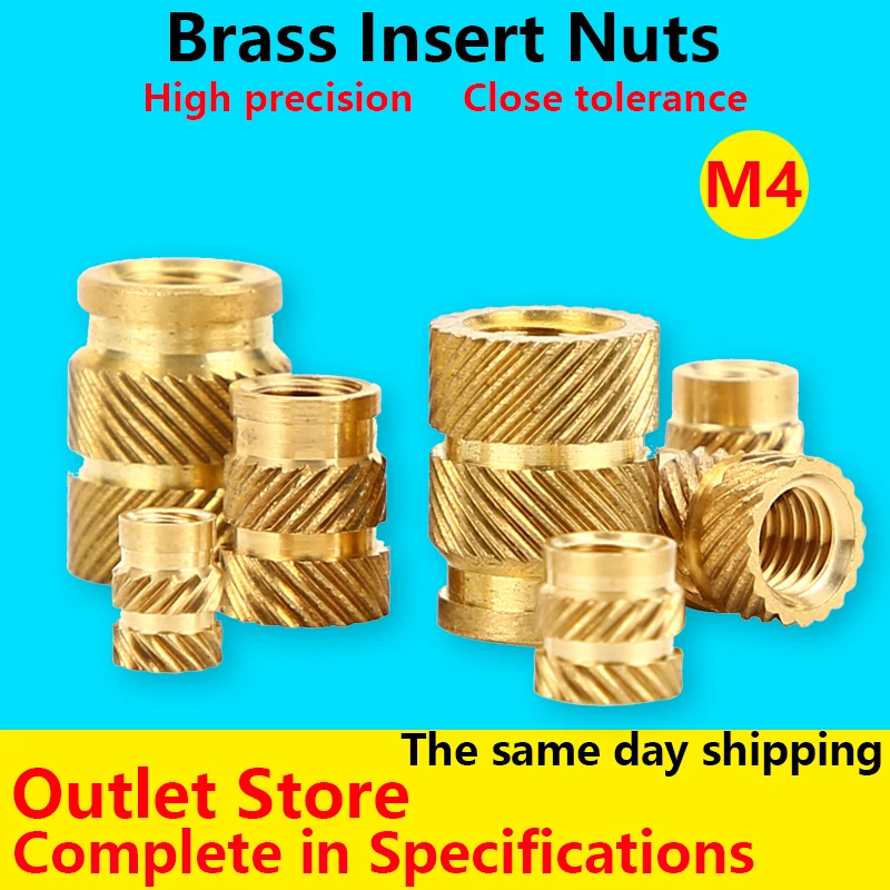 M4 Insert Nuts Double Twill Knurled Brass Nut Hot Pressed into Plastic