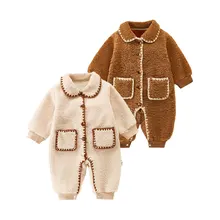 Pelele de invierno para bebé, Pelele de felpa para niño y niña, pelele cálido cómodo e informal para bebé