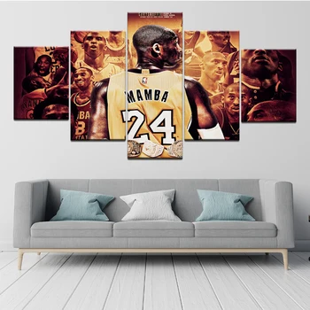 

5 Panel Kobe Bean Bryant Basketball Canvas Painting Modular Pictures Art Poster Frame Wall Modern Home Decor Living Room