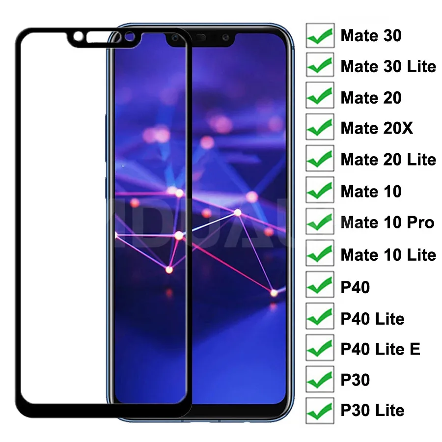 9D protectora de vidrio para Huawei Mate 30 20 10 Lite 20X pantalla cristal Protector P30 P40 Lite E P Smart Z 2019 de templado de vidrio de película