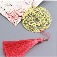 Ретро Китайский стиль Золотой Металл полый Павлин кисточкой обучения канцелярские закладки офисные школьные Изысканные предметы первой необходимости