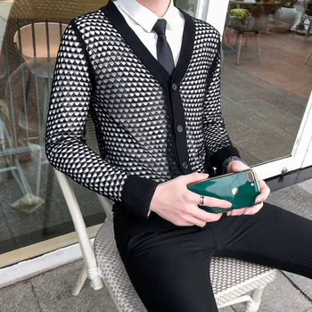 

Mens Sweater Summer Mesh Mint Green Knit Cardigan Black Transparent Clothes Mens See Through Sweaters Gentlemen Mens Wear Hollow