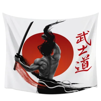 

Man Character Sword Weapon Bushido Wall Tapestry Cover Beach Towel Picnic Yoga Mat Home Decoration