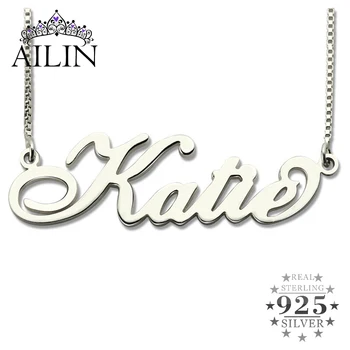 

AILIN Personalized Carrie Style Name Necklace Silver Custom Made Necklace with Any Name Fine Jewelry Mothers Day Gift