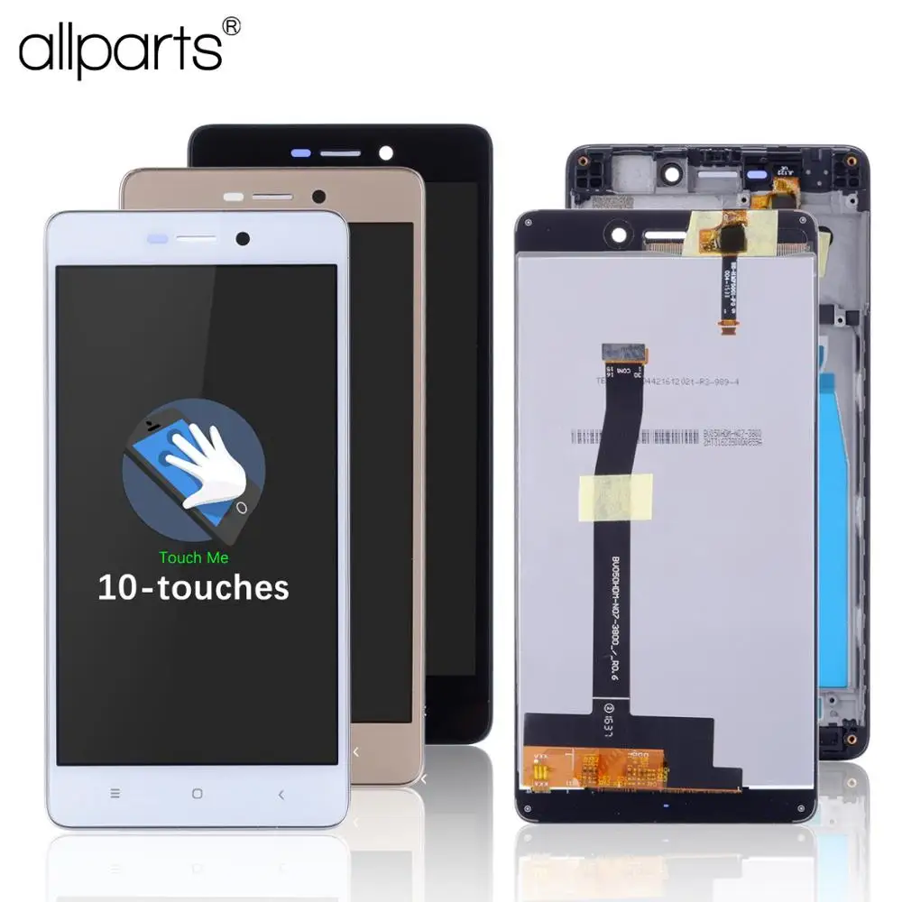 Цена Дисплей для XIAOMI Redmi 3S 3S Prime font b LCD b font в сборе с тачскрином на рамке Оригинал 5.0 черный белый золото