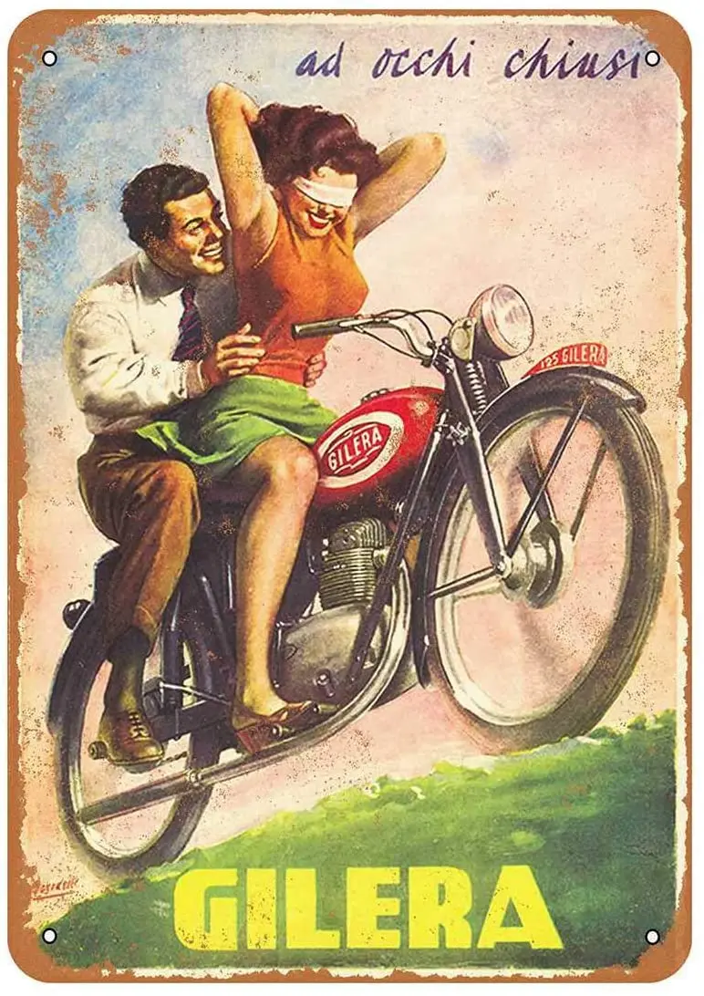 Diuangfoong 1949 мотоциклы Gilera винтажный металлический знак 12 × 8 дюймов | Дом и сад