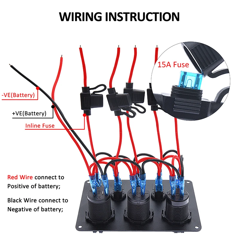 LED Rocker Switch Panel With Digital Voltmeter Dual USB Port 12V Outlet  Combination Waterproof Switches For Car Marine Boat AliExpress