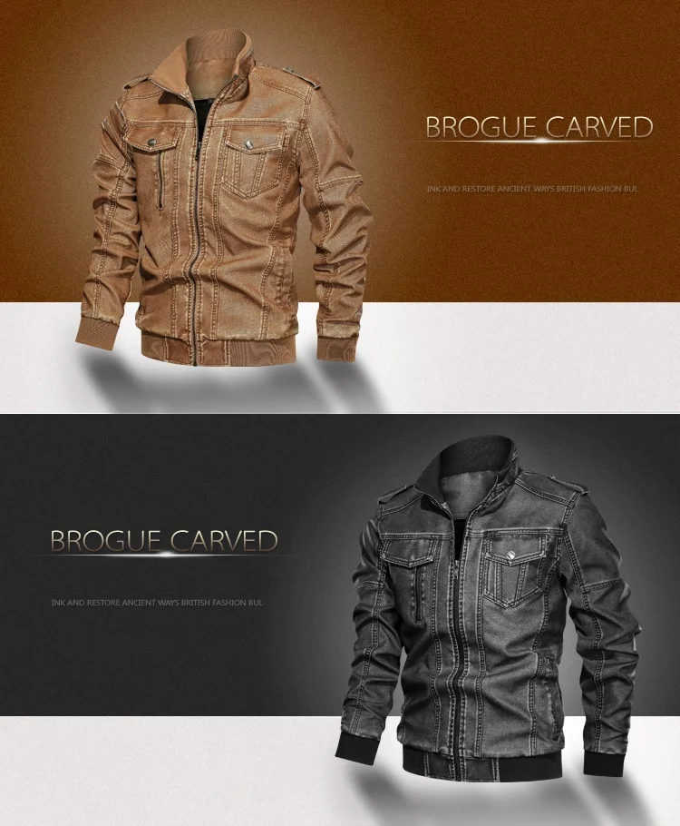 Новая мотоциклетная кожаная куртка для мужчин зима осень повседневные винтажные Куртки из искусственной кожи мужской костюм Байкер с карманами на молнии Дизайнерские Пальто