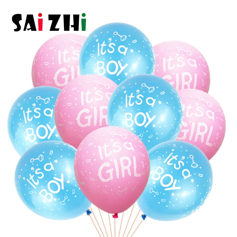 

Saizhi 100Pcs It Is A Boy and It's A Girl Baby Boy Latex Balloons for Wedding Birthday Baby Shower Party Decoration Blue Pink