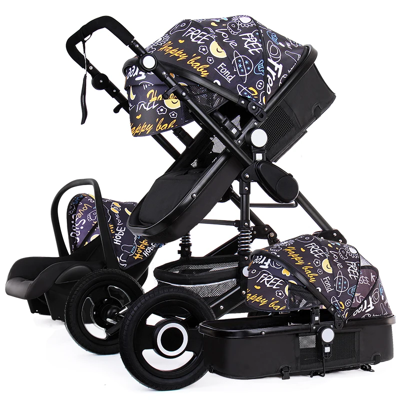 High Landscape Baby Stroller 3 in 1 With Car Seat and Stroller Luxury Infant Stroller Set Newborn Baby Car Seat Trolley 7 Gifts