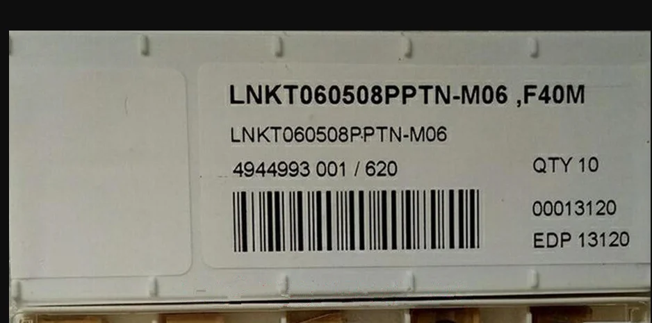10 шт. твердосплавные вставки LNKT060508PPTN-M06, F40M