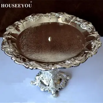 

33 Cm Round Zinc Alloy Metal Dining Cake Stand Fruit Pastry Bread Tray Holder Table Decoration Wedding Birthday Party Holiday