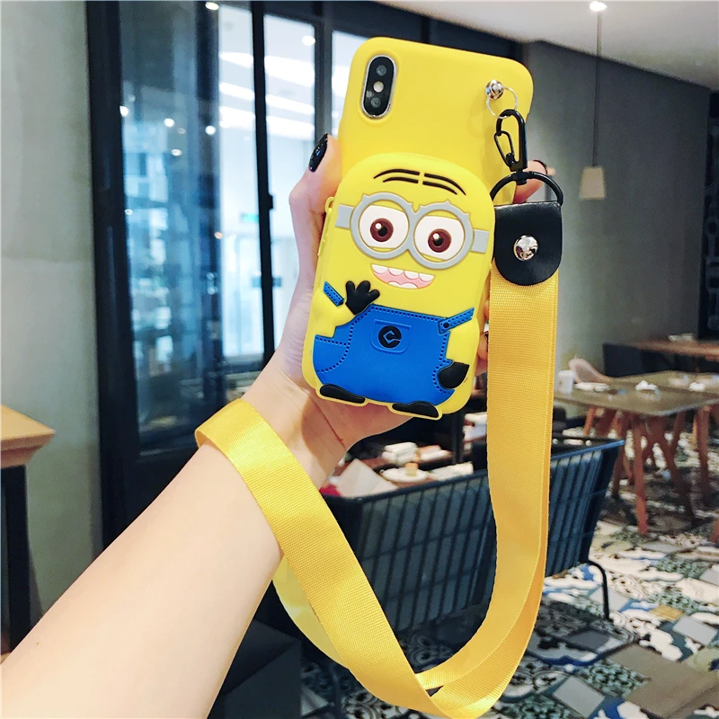 Чехол для 7 plus с 3D милым мультяшным животным, кошелек с ремешком, чехол для телефона для iphone X, XR, XS, 5S, SE, 11 pro, MAX, 8, 6 plus, чехол с вышитым медведем