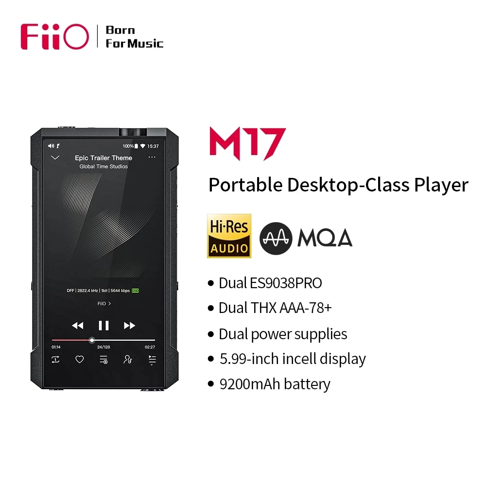 (Scheda Tf 64G Gratuita) + Lettore Hifi Fiio M17 Portatile Mp3 Musica Lossless Android Bluetooth Wifi Decodifica Dsd Bilanciata Ty