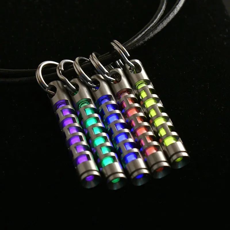 TEC-S323  S360 Bead Blasted Stainless Steel Black Diamond Carbon 3*22.5mm Self-luminating vials Keychain 3