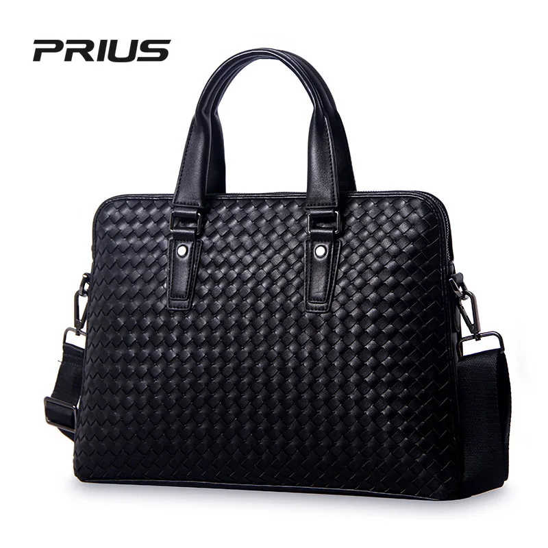 

Prius Entirely Handmade Weaving Men's Bag Business Computer Briefcase Cross Cowhide Hand Shoulder Men's Bag