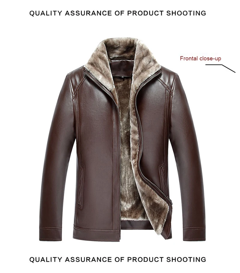 Новая модная мужская куртка из искусственной кожи Мужская брендовая одежда теплая верхняя одежда зимняя меховая Мужская Флисовая кожаная пуховая куртка пальто