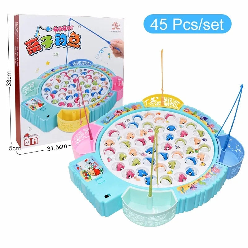 Kids Fishing Toys Electric Rotating Fishing Play Game Musical Fish Plate Set Magnetic Outdoor Sports Toys for Children Gifts 5